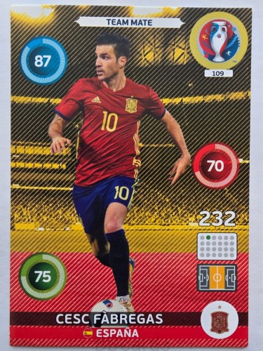 2016 Panini Euro Cesc Fabregas Hiszpania Nr 109 /Q10