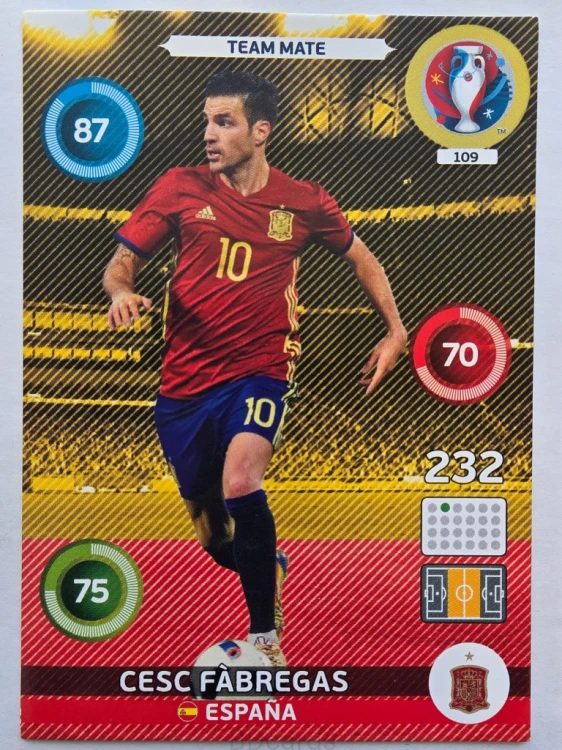 2016 Panini Euro Cesc Fabregas Hiszpania Nr 109 /Q10