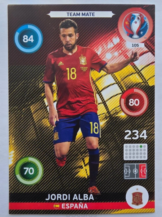 2016 Panini Euro Jordi Alba Hiszpania Nr 105 /Q9