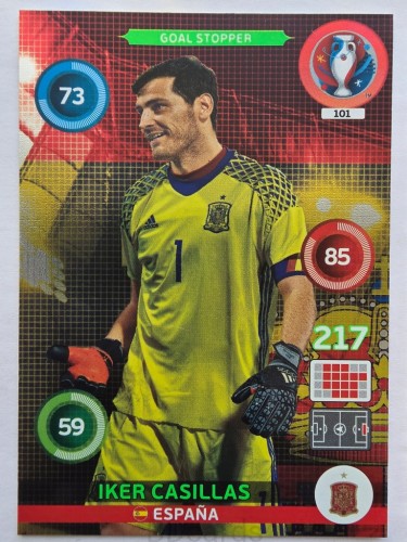 2016 Panini Euro Iker Casillas Goal Stopper Hiszpania Nr 101 /Q8