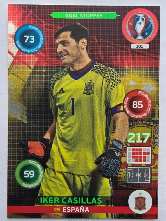2016 Panini Euro Iker Casillas Goal Stopper Hiszpania Nr 101 /Q8