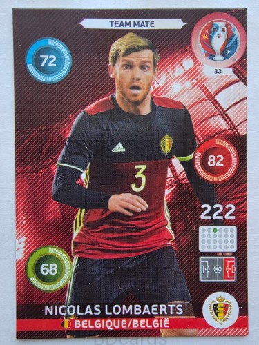 2016 Panini Euro Nicolas Lombaerts Belgia Nr 33 /O12