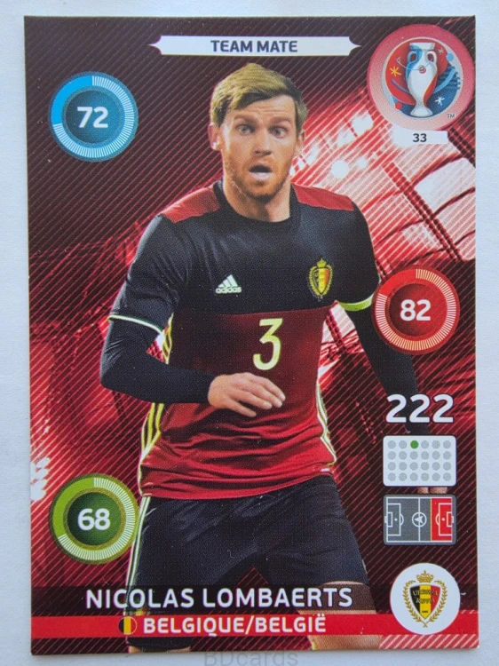 2016 Panini Euro Nicolas Lombaerts Belgia Nr 33 /O12