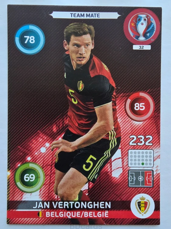 2016 Panini Euro Jan Vertonghen Belgia Nr 32 /O11