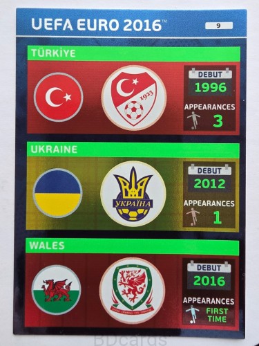 2016 Panini Euro Turcja Ukraina Walia Nr 9 /O2