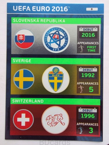 2016 Panini Euro Słowacja Szwecja Szwajcaria Nr 8 /O2