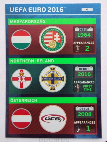 2016 Panini Euro Węgry Irlandiia Austria Nr 4 /O1