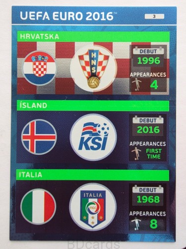 2016 Panini Euro Chorwacja Islandia Włochy Nr 3 /O1
