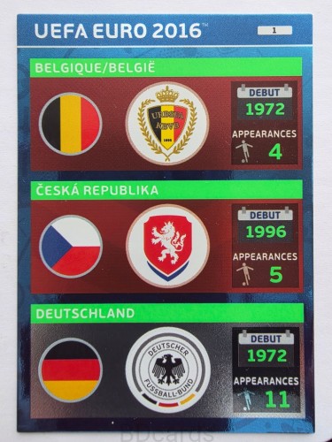 2016 Panini Euro Belgia Czechy Niemcy Nr 1 /O1