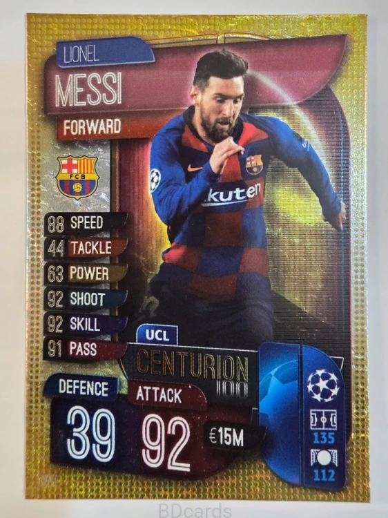 2019-20 Topps Match Attax Lionel Messi Fc Barcelona Centurion /A88