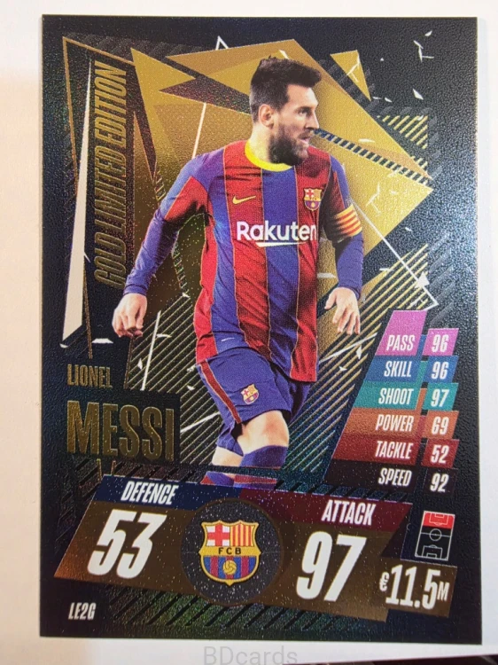 2020-21 Topps Match Attax Lionel Messi Fc Barcelona Gold Limited /A88