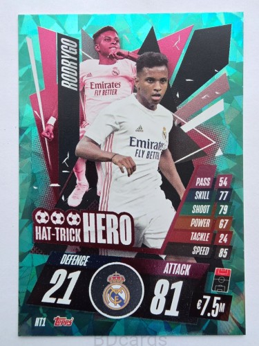 2020-21 Topps Match Attax Rodrygo Real Madryt Hat-Trick Hero /A