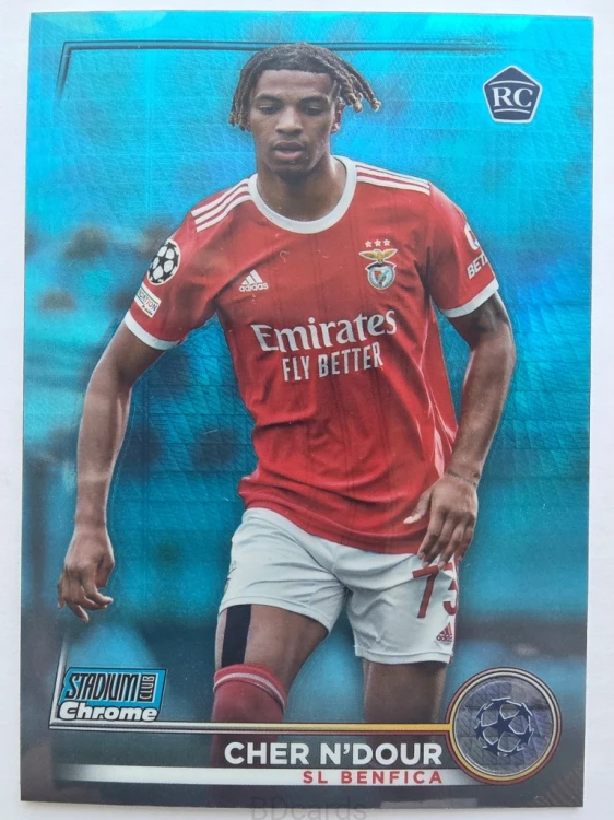 2022-23 Topps Stadium Chrome Cher N'Dour Benfica Aqua Prism /F
