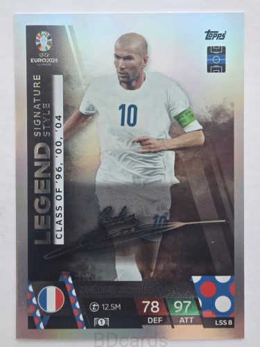 2024 Topps Euro Zidane Francja Legend Autograf Nadruk /F