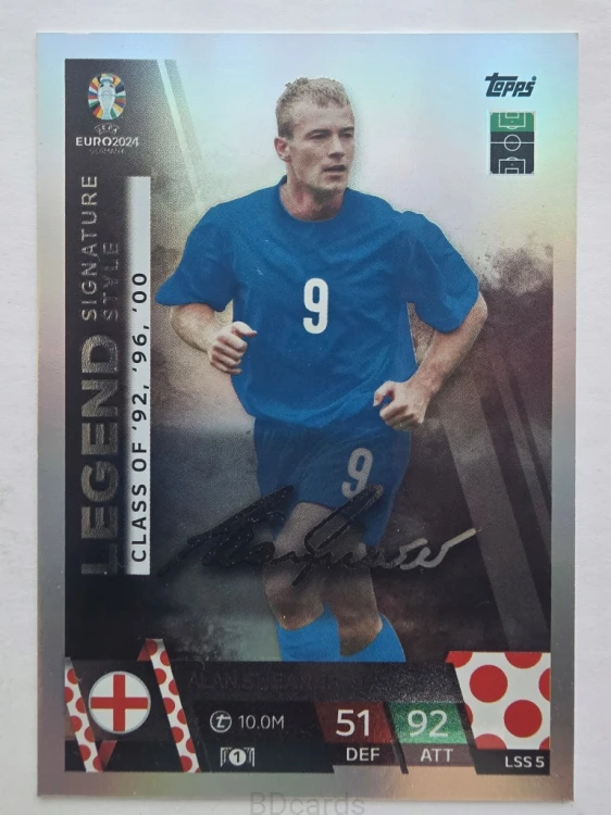 2024 Topps Euro Alan Shearer Anglia Legend Autograf Nadruk /F