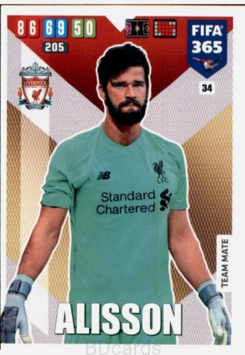 2020 Panini Fifa 365 Alisson Liverpool /A