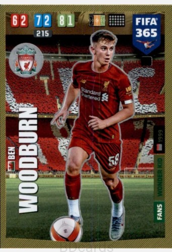 2020 Panini Fifa 365 Ben Woodburn Liverpool Wonder Kid /A