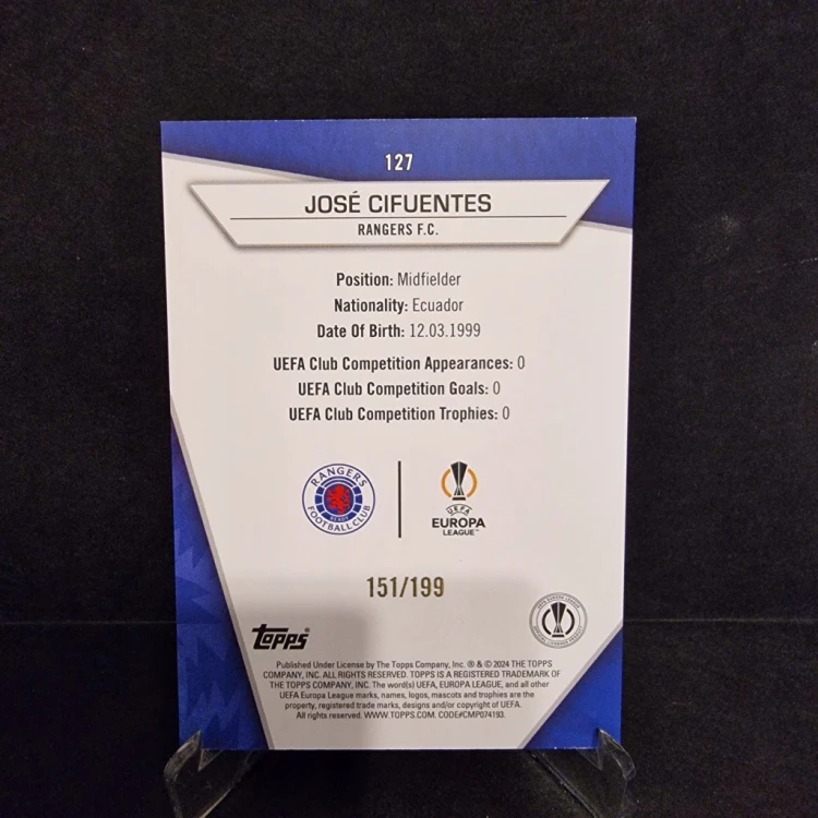 2023-24 Topps Superstars Jose Cifuentes /199 FC Rangers Numbered /ST5