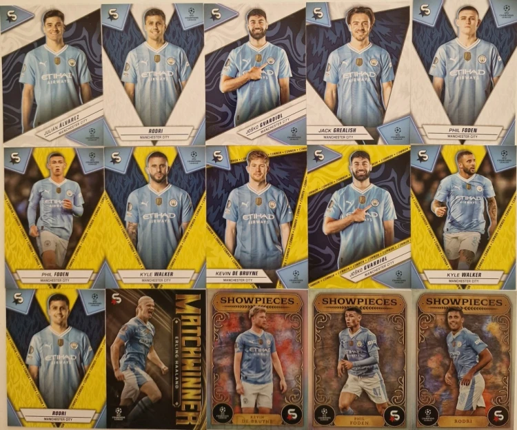 2023-24 Topps Superstars Manchester City 15 Kart Haaland Foden Rodri /U7