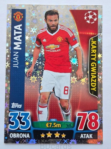 2015-16 Topps Champions League Mata Manchester United /NN6