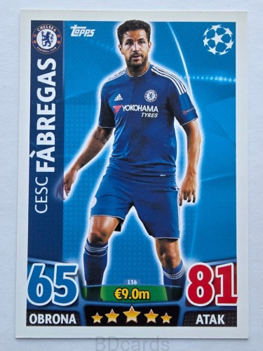 2015-16 Topps Champions League Fabregas Chelsea /NN3