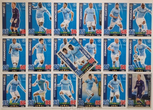 2015-16 Topps Match Attax 19 Kart Manchester City Aguero Sterling /ZY