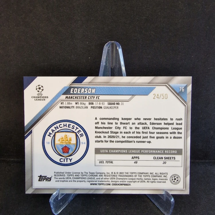2021-22 Topps Chrome Ederson /50 Manchester City /AU2