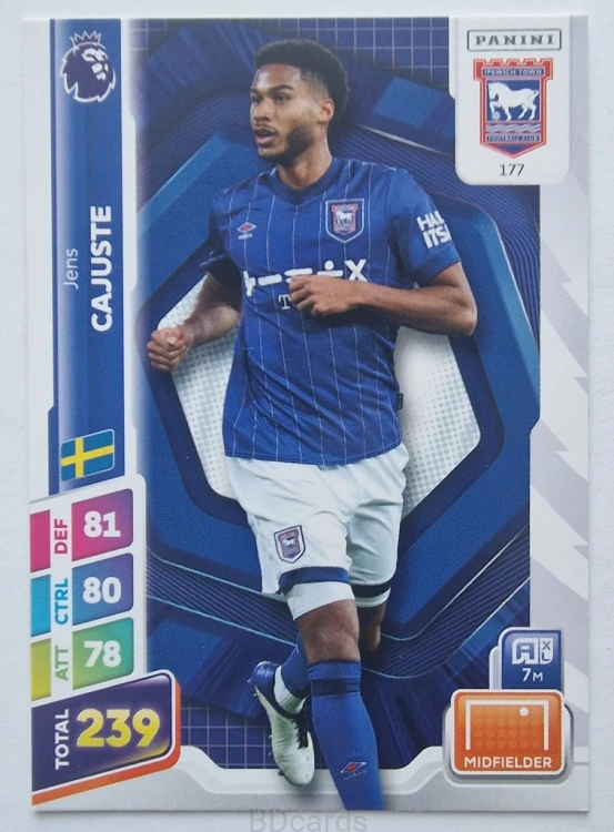 2025 Panini Premier League Jens Cajuste Ipswich Town /B