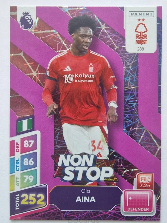 2025 Panini Premier League Ola Aina Notingham Non Stop /B