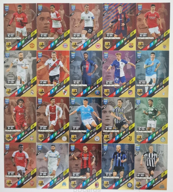 2024 Panini Fifa 365 PSG 20 Kart Homegrown Fc Barcelona Real Madryt /ZY