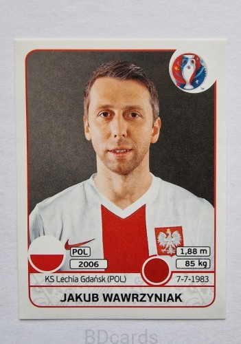 2016 Panini Euro Jakub Wawrzyniak Polska /B