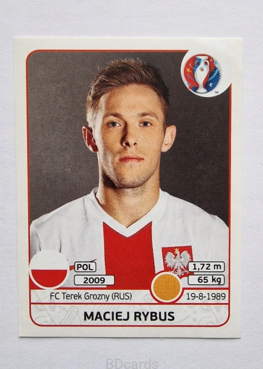 2016 Panini Euro Maciej Rybus Polska /B