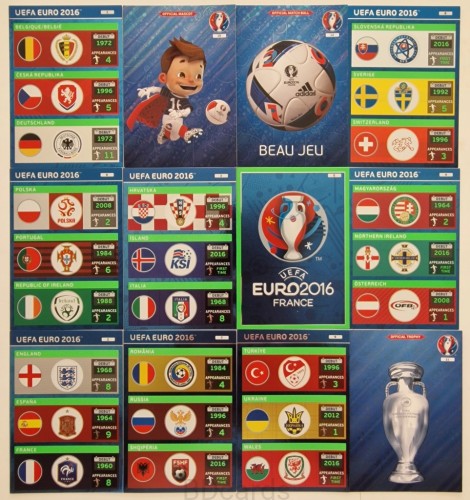 2016 Panini Euro Zestaw 1-12 Hiszpania Polska Francja Portugalia /ZY