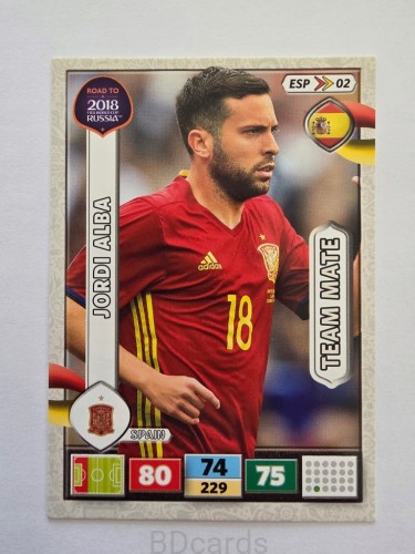 2018 Panini Road To World Cup Russia Jordi Alba Hiszpania Esp 2