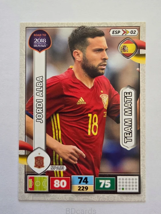 2018 Panini Road To World Cup Russia Jordi Alba Hiszpania Esp 2