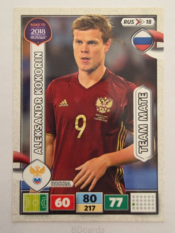 2018 Panini Road To World Cup Russia Kokorin Rosja Rus 18