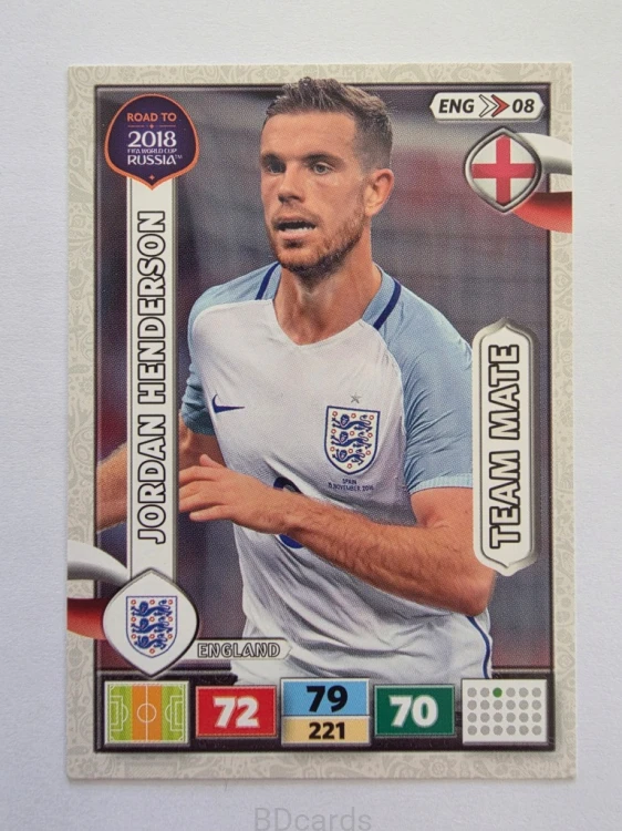 2018 Panini Road To World Cup Russia Jordan Henderson Anglia Eng 8
