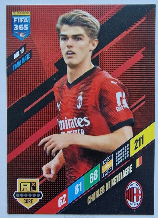 2023-24 Panini Fifa 365 De Ketelaere 16 AC Milan /SP19