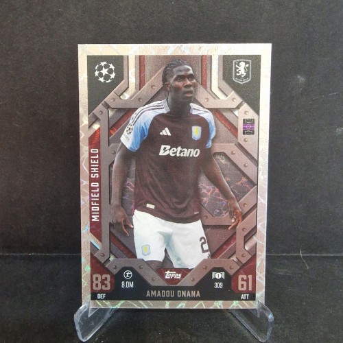 2025 Topps Match Attax Amadou Onana Aston Villa Midfield Shield /E69