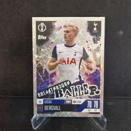 2025 Topps Match Attax Lucas Bergvall Tottenham Breakthrough Baller /K3