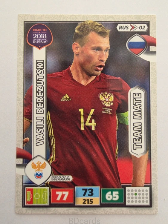 2018 Panini Road To World Cup Russia Vasili Berezutski Rosja Rus 2