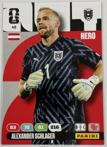 2026 Panini World Cup Aleksander Schlager Austria Nr 49 Hero /EC