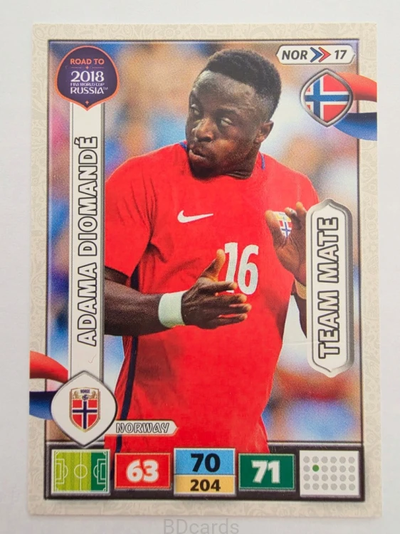 2018 Panini Road To World Cup Russia Adama Diomande Norwegia Nor 17