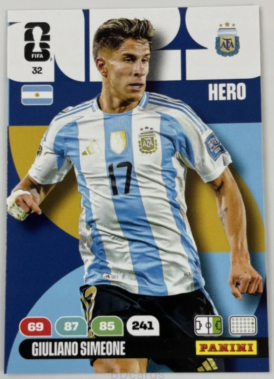2026 Panini World Cup Giuliano Simeone Nr 32 Argentyna Hero /EC